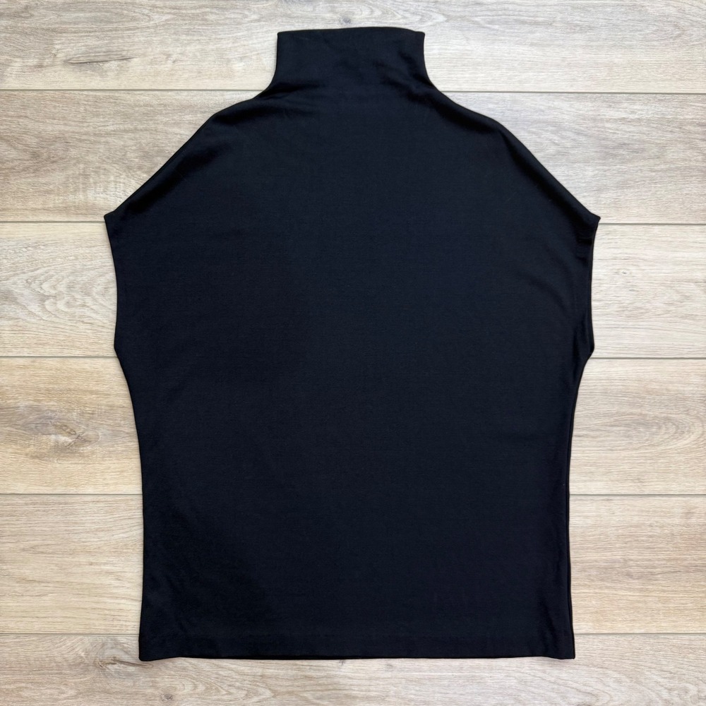 Kal Rieman Black Ponte Funnel Neck Tunic Top Oversized Cap Sleeve Minimalist M - Picture 2 of 10